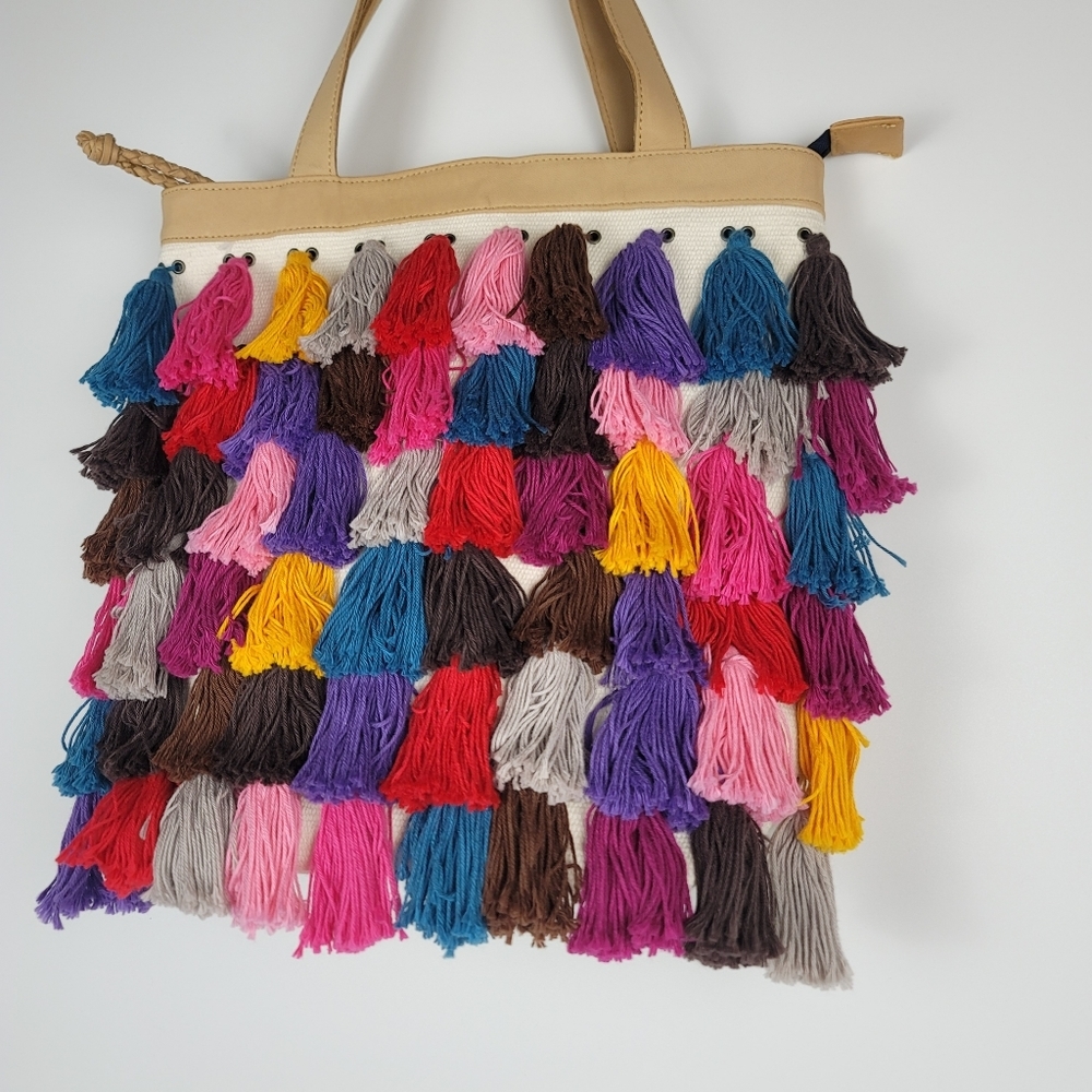 Noonday Collection Colorful La Gloria Tassle Tote Bag - Picture 3 of 15